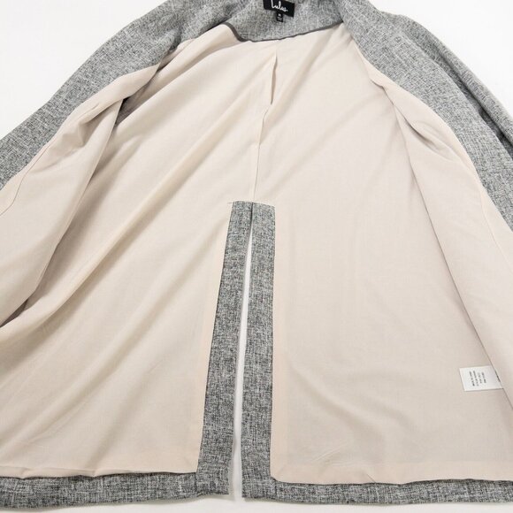 Lulus Promotion Gray Open Front Back Slit Lined Woven Wool Blazer Size Medium - Picture 8 of 12